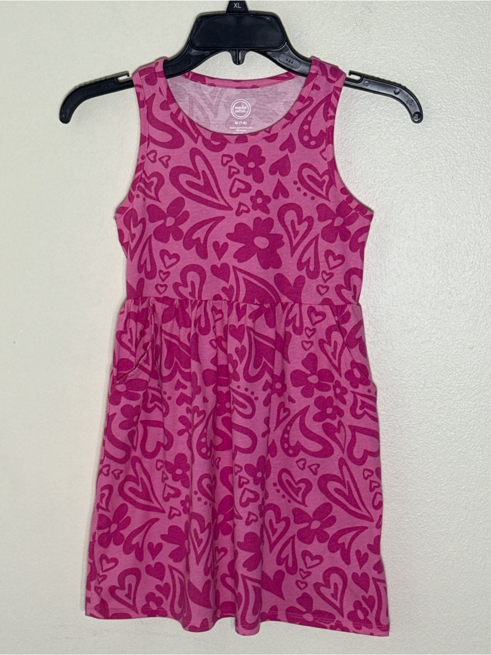 wonder nation Pink & Magenta Sleeveless Heart Floral Knit Dress